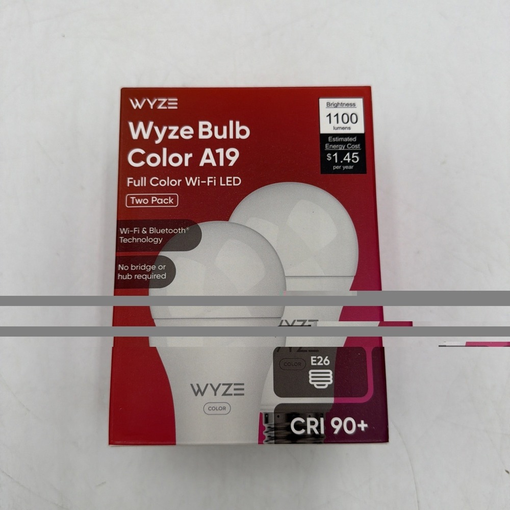Wyze A19 Full Color LED Bulb, Wi-Fi, 1100 Lumens, Two-Pack